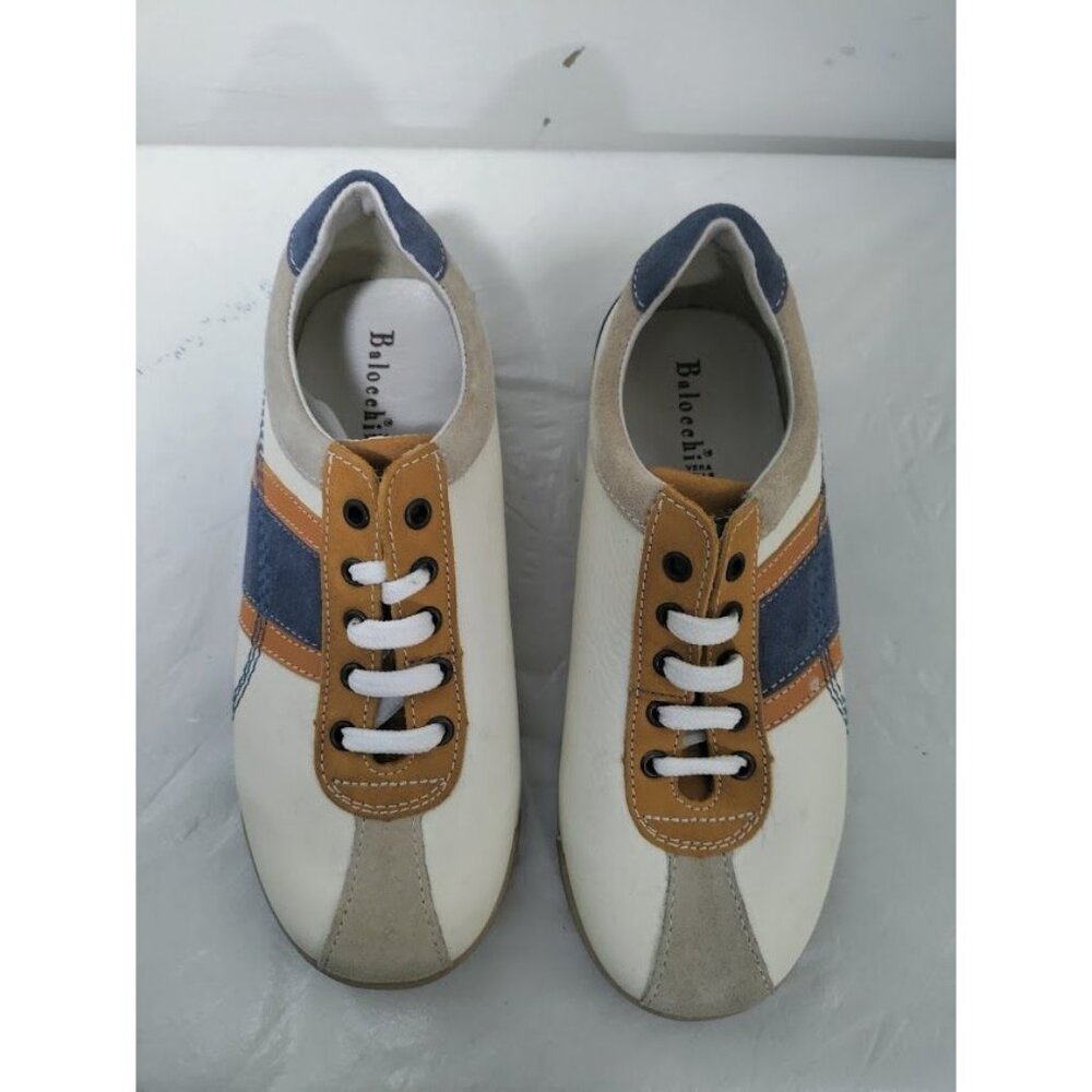 Balocchi Vera Pelle Leather  Sneakers Shoes Off White Lace up Kid's Size 13 - Picture 3 of 7